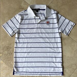 Polo Ralph Lauren White Striped Polo Shirt from Kiawah Ocean Course Size Large